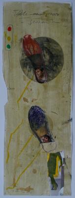 Von hier nach da - in großen Schuhen, MT. a. Papier, 66 x 24 cm, 2013