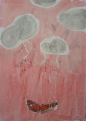 Frei schwebend I, 100 x 70 cm, Mischtechnik auf Papier, 2013