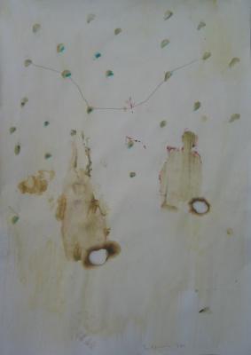 Die Wurzeln sind weg II, 100 x 70 cm, Mischtechnik auf Papier, 2013 