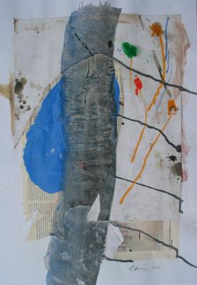 Birke, Mischtechnik auf Papier, 50 x 35 cm, 2013