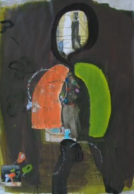 Bauchgefühl, Mischtechnik auf Papier, 100 x 70 cm, 2013