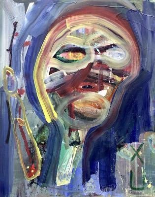 Vater und Sohn, Mischtechnik auf Leinwand, 140 x 110 cm, 2021