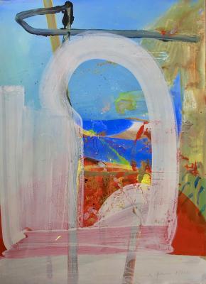 Konstruktion II, Mischtechnik auf Leinwand, 110 x 80 cm, 2022