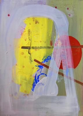 Konstruktion III, Mischtechnik auf Leinwand, 110 x 80 cm, 2022