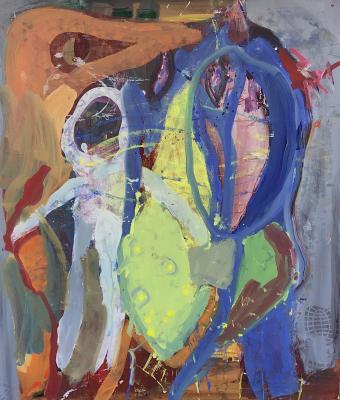 Waldspaziergang, Mischtechnik auf Leinwand, 140 x 120 cm, 2022